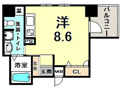アドバンス三宮IVルシール(ワンルーム/6階)の間取り写真