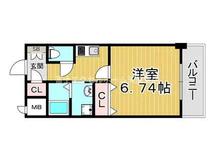 ふぁみーゆ天美南(1K/2階)の間取り写真