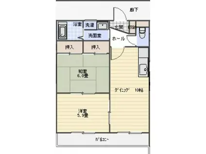 アセント宇品M1(2LDK/4階)の間取り写真