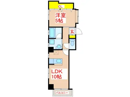 MERVEILLE(1LDK/8階)の間取り写真