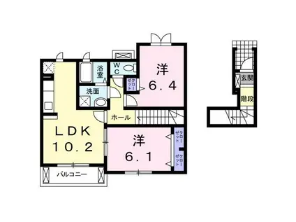 サニーホームズ(2LDK/2階)の間取り写真