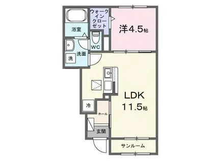 ルミナス(1LDK/1階)の間取り写真