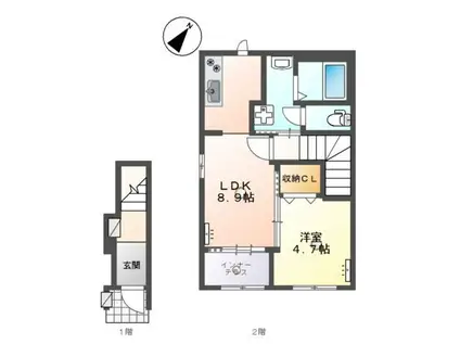 ローリングヒルズ富任(1LDK/2階)の間取り写真