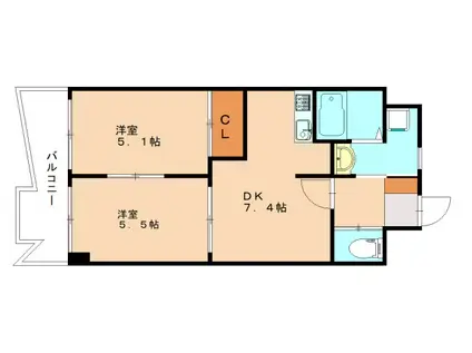 S-FORT小倉(2DK/8階)の間取り写真