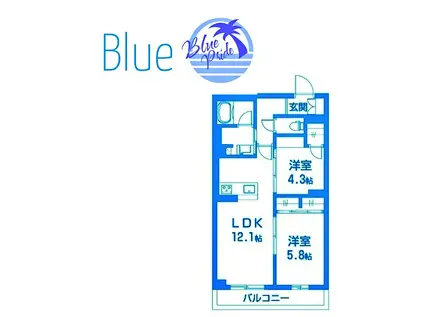 ハイセンシャル湘南藤沢(2LDK/2階)の間取り写真