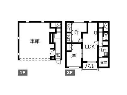 櫻GARAGE(2LDK/1階)の間取り写真