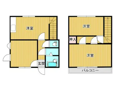 ハイツ山岡 西(3DK/1階)の間取り写真