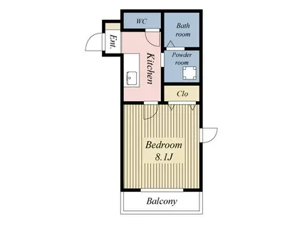 ボヌール北谷(1K/3階)の間取り写真