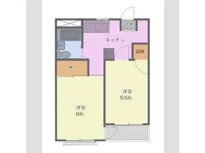 ハイコーポ谷野(2K/1階)の間取り写真