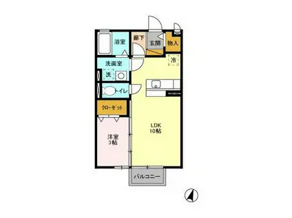 ROYAL PARK HIMEKO B(1LDK/2階)の間取り写真