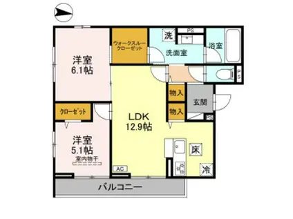 ヴェルデ(2LDK/1階)の間取り写真