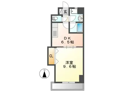 レジデンス黒龍(1DK/4階)の間取り写真