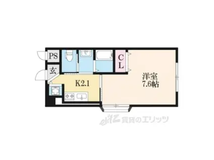 ラ・ティーダ上桂(1K/1階)の間取り写真