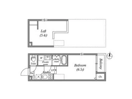 ハーモニーテラス伏見稲荷(ワンルーム/2階)の間取り写真