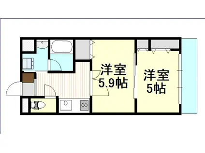 プールトゥジュール(2K/2階)の間取り写真