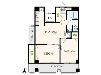 トリアノン91(2LDK/4階)の間取り写真
