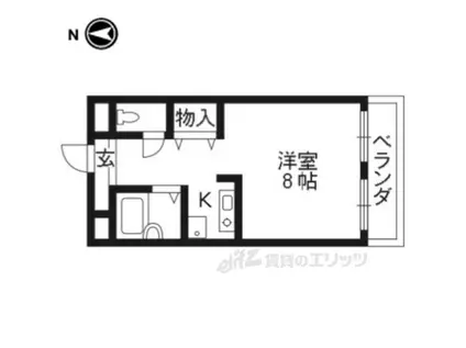 ウエストWING(1K/2階)の間取り写真