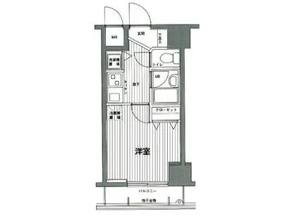 グランドガーラ麻布十番(1K/4階)の間取り写真