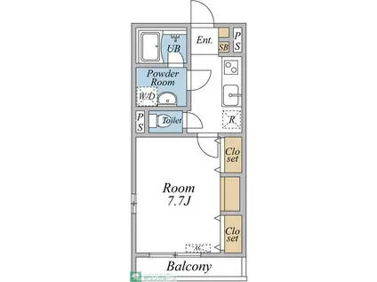 ウインドヒル川口(1K/1階)の間取り写真