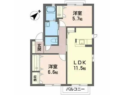 セフィラハイツII C棟(2LDK/2階)の間取り写真