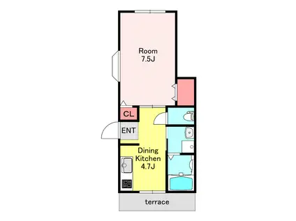 エターナルIII(1K/1階)の間取り写真