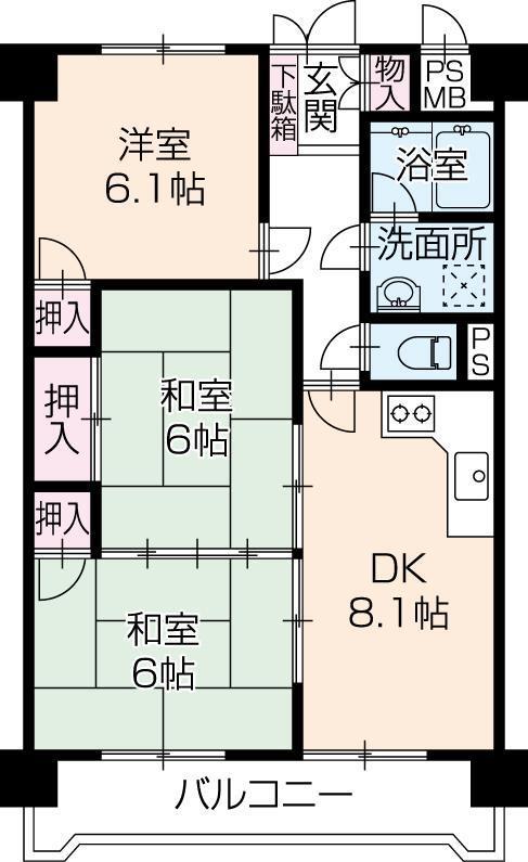 ハイツメロディ(3DK/3階)の間取り写真