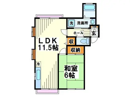 リコルディ白糸台(1LDK/1階)の間取り写真