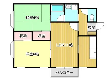 サンシャイン下池川(2LDK/2階)の間取り写真