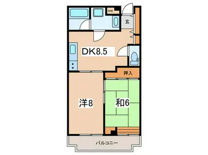 パリーマンション熱海(2DK/2階)の間取り写真