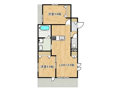 大熊町ヘーベルメゾン(2LDK/2階)の間取り写真