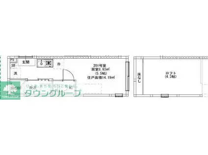 MJ TERRACE TAKASAGO 高砂二丁目(ワンルーム/2階)の間取り写真
