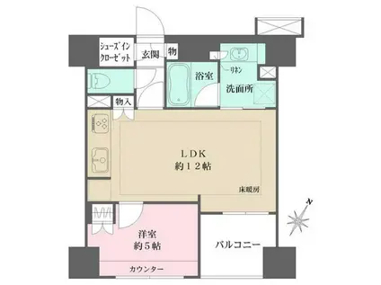 ベリスタ横浜(1LDK/9階)の間取り写真