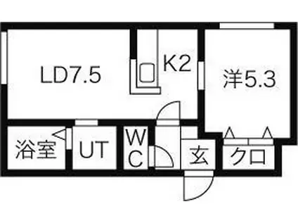 シリウス環状通東(1LDK/2階)の間取り写真