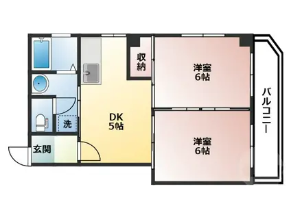 サンハイム吉見(2DK/3階)の間取り写真