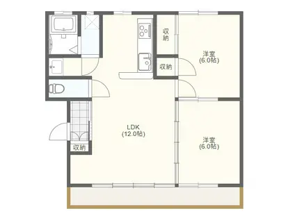 エルフォートルミナスI(2LDK/1階)の間取り写真
