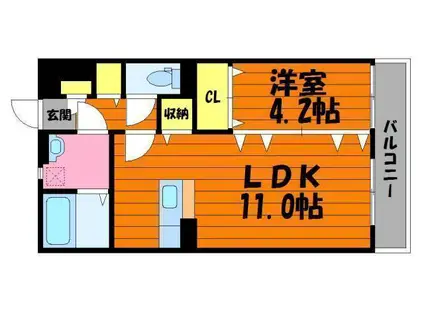 クレールコート(1LDK/2階)の間取り写真
