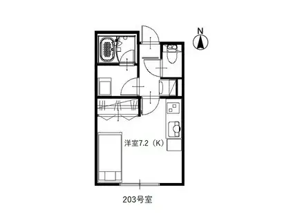 プティ・グラン明道(ワンルーム/2階)の間取り写真