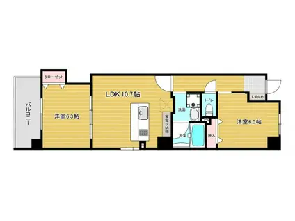 ピアッツァレント今井町(2LDK/5階)の間取り写真