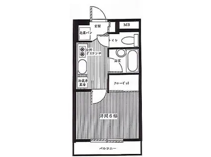メゾンU(1K/2階)の間取り写真