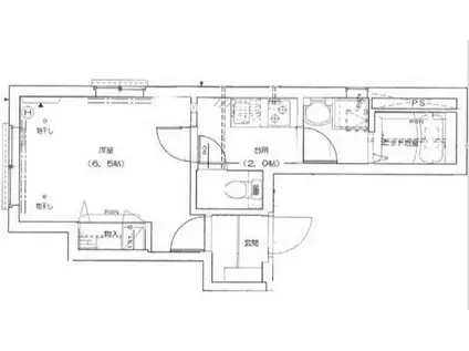 ドミールK(1K/2階)の間取り写真