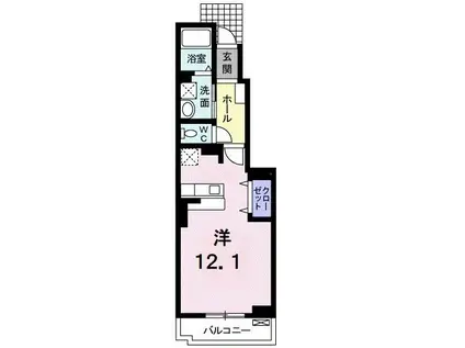 フェアソレイユ(ワンルーム/1階)の間取り写真