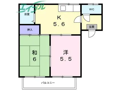 シャルム(2K/2階)の間取り写真