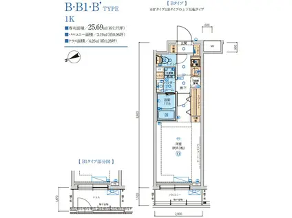 リヴシティ立川ミッド(1K/1階)の間取り写真