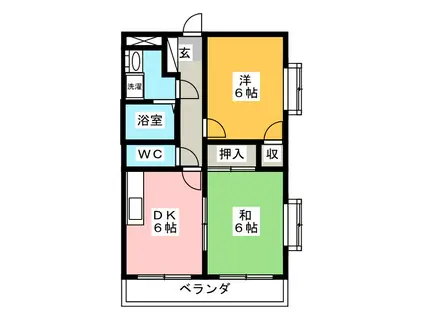 ロイヤルメゾン(2DK/2階)の間取り写真