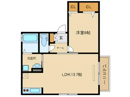 アマービレ(1LDK/2階)の間取り写真