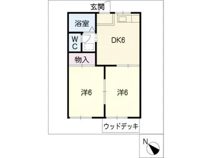 ビーファイブ野白(2DK/1階)の間取り写真