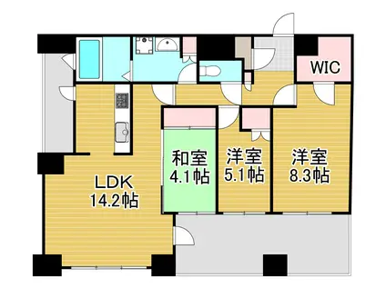 MOJI MID AIR(3LDK/15階)の間取り写真