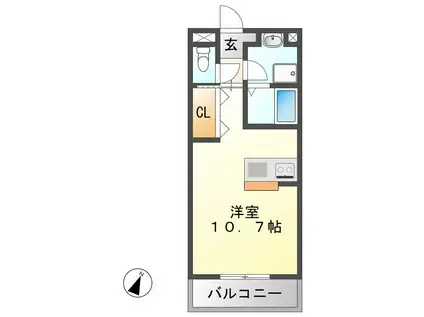 サンサンハイム(ワンルーム/1階)の間取り写真
