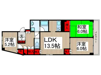 ペイネ新柴又(3LDK/3階)の間取り写真