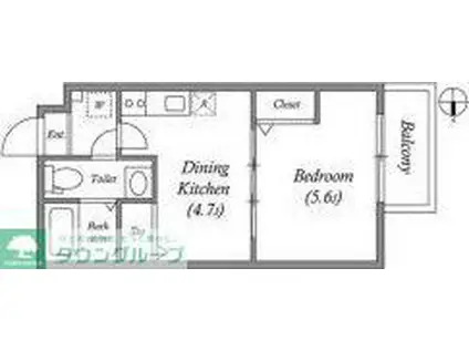 GRANPASEO舎人(1DK/1階)の間取り写真